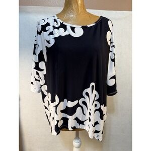 Joseph Ribkoff Assymetrical Tunic White/Navy – Sz 8- NWOT